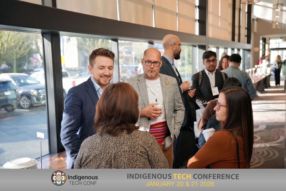 Attendees networking during a break at the Indigenous Tech Conference 2026.