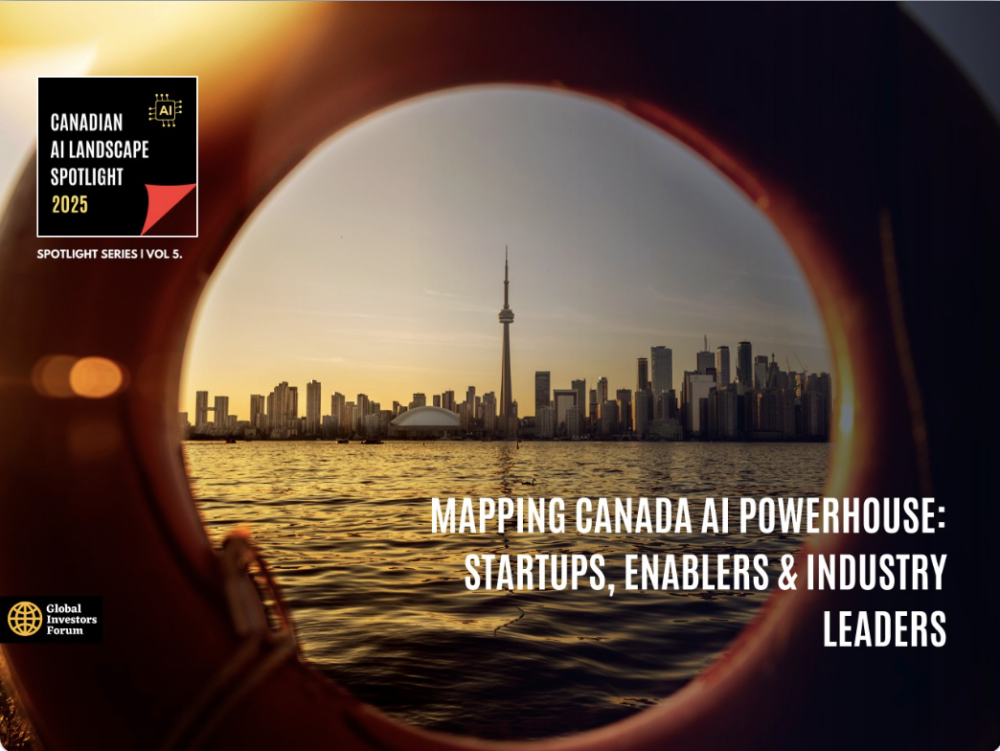 Cover for Global Investors Forum's Canadian AI Landscape Spotlight 2025, titled "Mapping Canada AI Powerhouse."