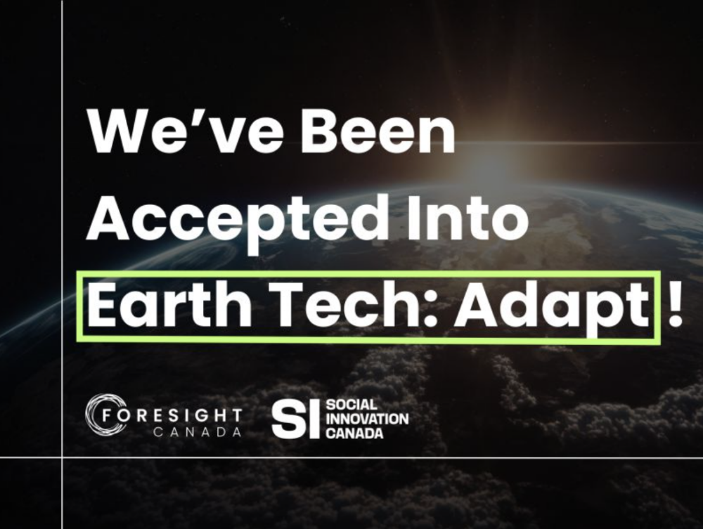 Text graphic reading "We've Been Accepted Into Earth Tech: Adapt!"